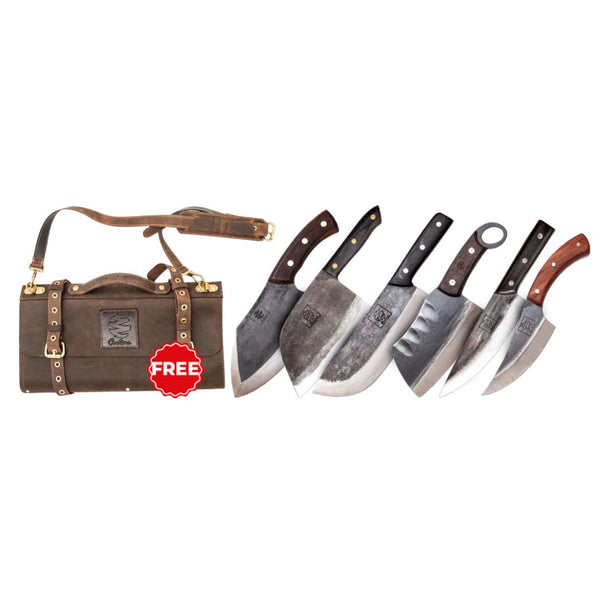 Premium 6-Knife Set With A Leather Roll-Up Bag – Coolina