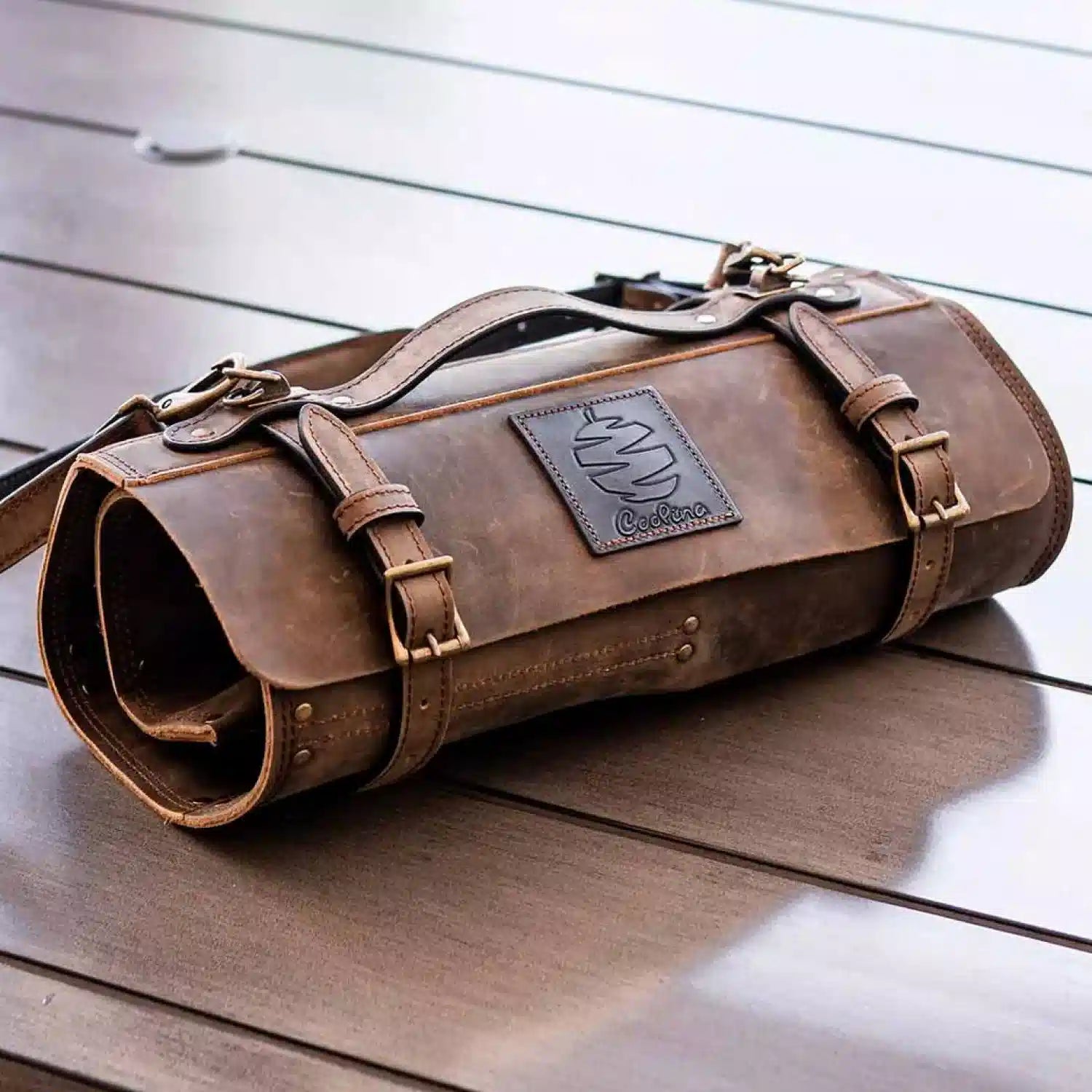 Leather Roll-Up Knife Bag