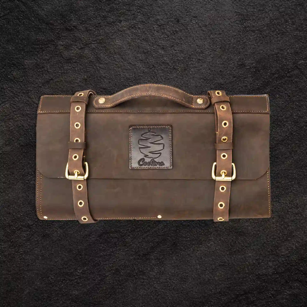 Leather Roll-Up Knife Bag