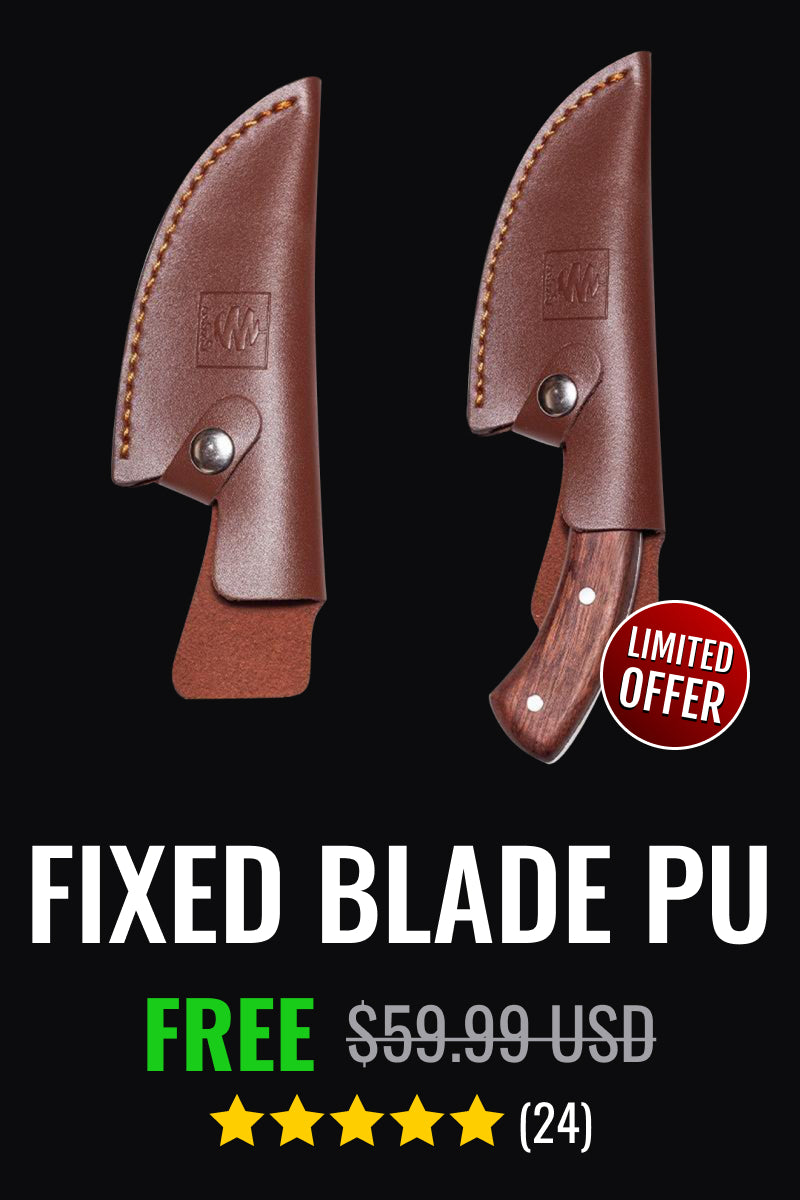 Altomino Handmade Fixed Blade Sharp Knife's PU Sheath